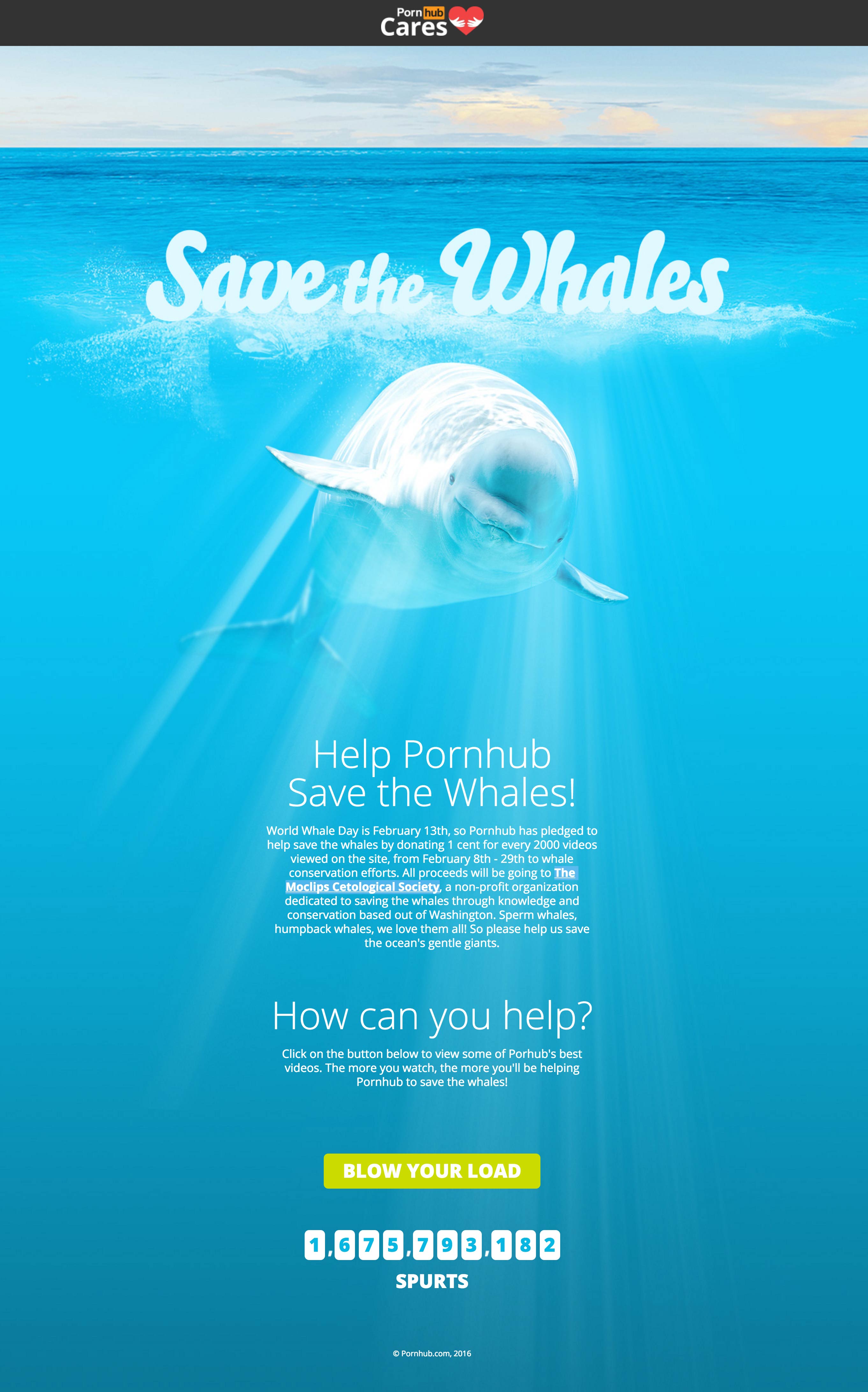Porn-hub-save-the-whale-landing-page-via-partecipactive